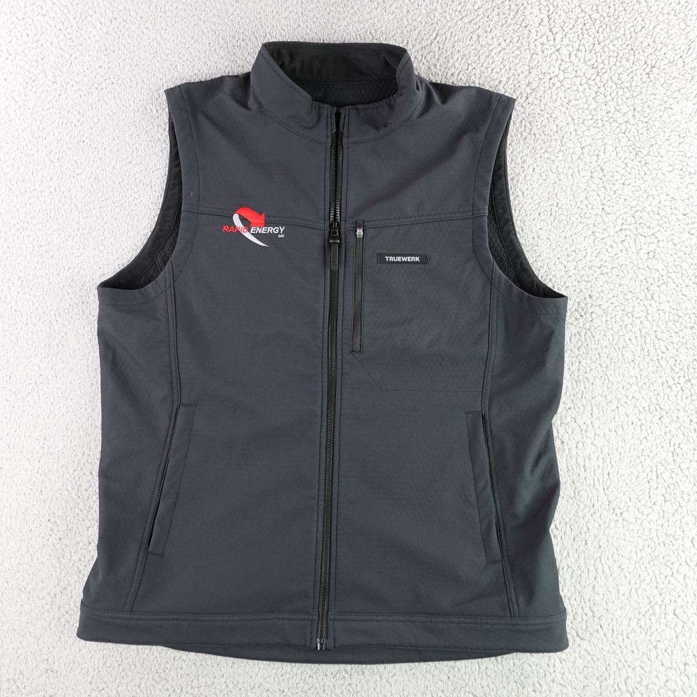 Truewerk S3 Solution Vest Men Large Black Workwear Full Zip‎ Softshell